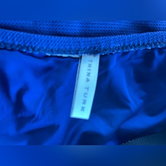 Trina Turk Navy Blue Rainbow Swirl One Piece Swimsuit High Waisted 80s Style; 14 - Picture 8 of 9